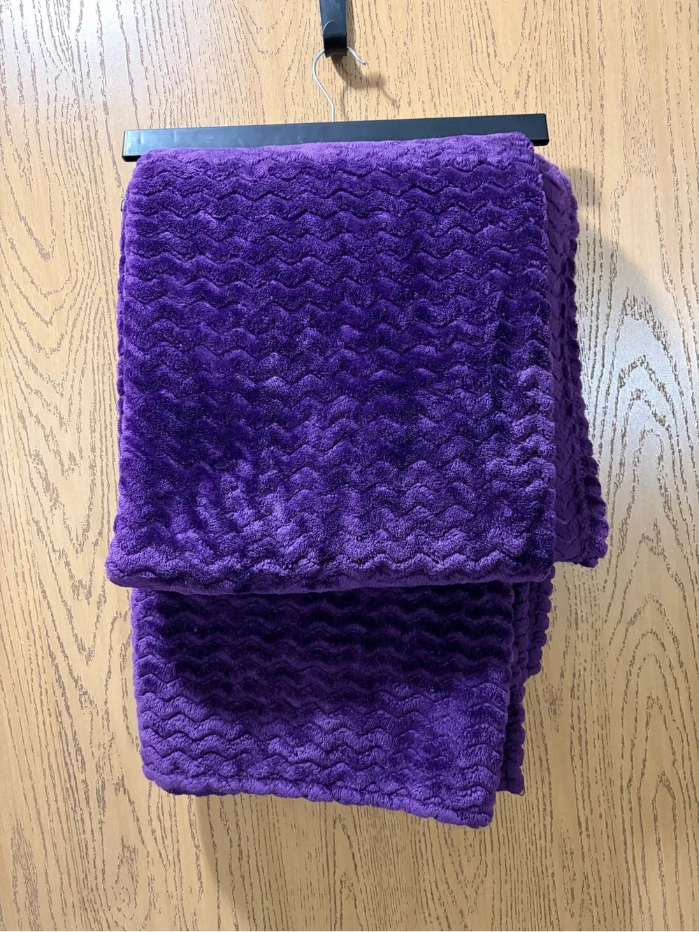Purple Textured Plush Throw Blanket Soft Zigzag Chevron Fleece Cozy Home Decor